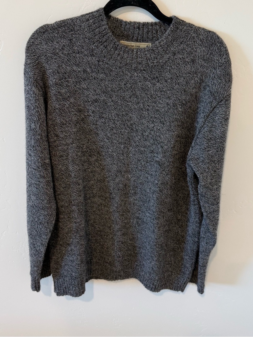 Peruvian Link 100% Alpaca Gray Knit Crewneck Sweater Men’s XL Cozy Soft Warm